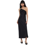 Abito donna IMPERIAL midi monospalla monocolour con cut-out, gancio e pinces