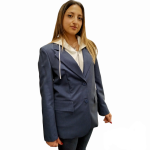 Giacca donna IMPERIAL monopetto fantasia mélange con cappuccio, coulisse e zip