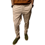 Pantalone uomo sartoriale HYPS slim-fit in puro cotone effetto liscio con coulisse interna
