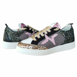 Sneakers donna TWELVE lavorate a mano in vera pelle con glitter e plantare memory