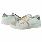 Sneakers donna TWELVE lavarate a mano in vera pelle con glitter e plantare memory