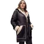 Eco montone donna KING KONG FASHION modello parka con venature a vista e cappuccio