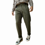 Pantalone uomo BERNA cropped in caldo cotone con pinces e dettagli tasche jeansate