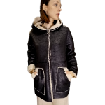 Eco montone donna KING KONG FASHION modello parka con venature a vista e cappuccio